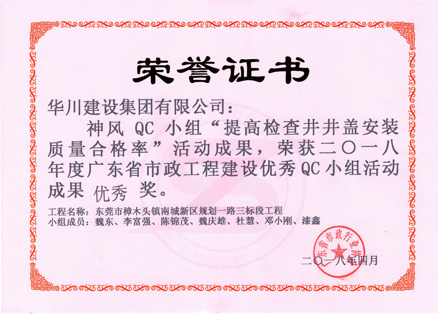 华川神风QC优秀奖