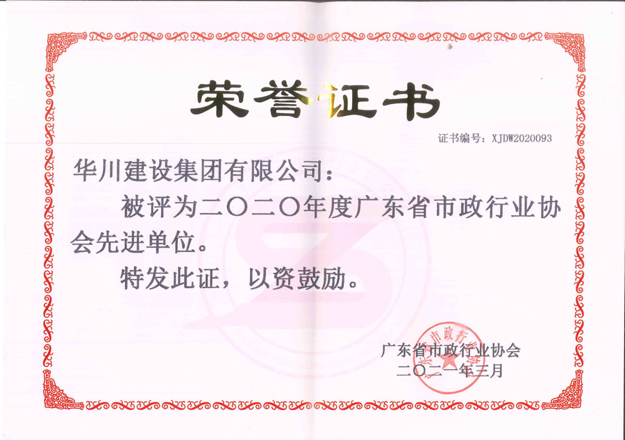 2020年省市政行业协会先进单位